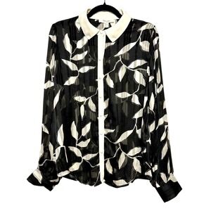 Vintage Semi Sheer Dark Academia Top Womens Size‎ L Parisian Chic Art Teacher